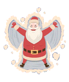 Santa making snow angel