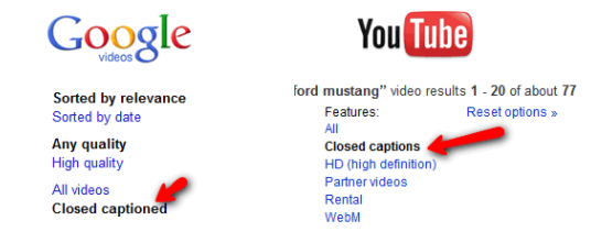 closed captions preferance in Google and YouTube