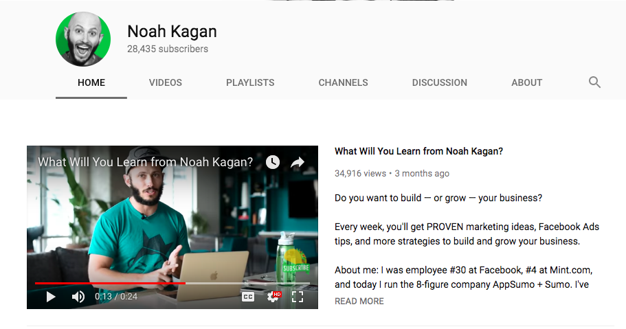 Noah Kagan Youtube Trailer