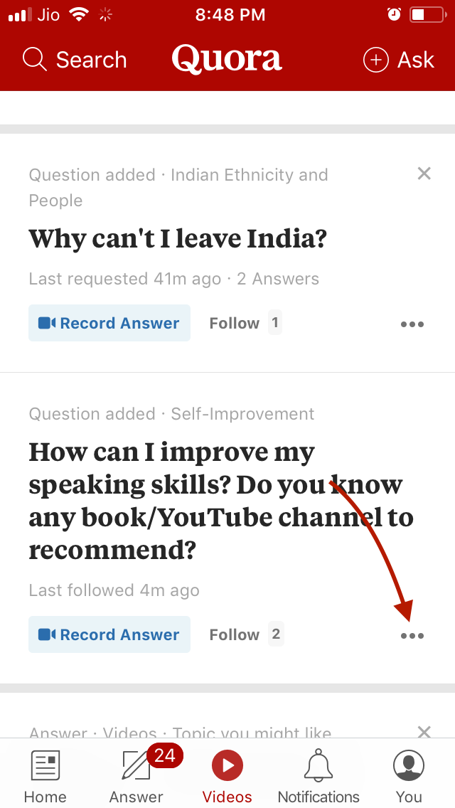 Quora Video Option