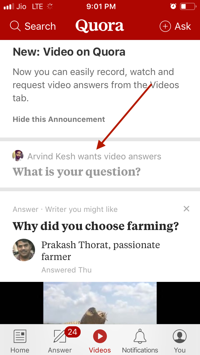 Quora Video Question