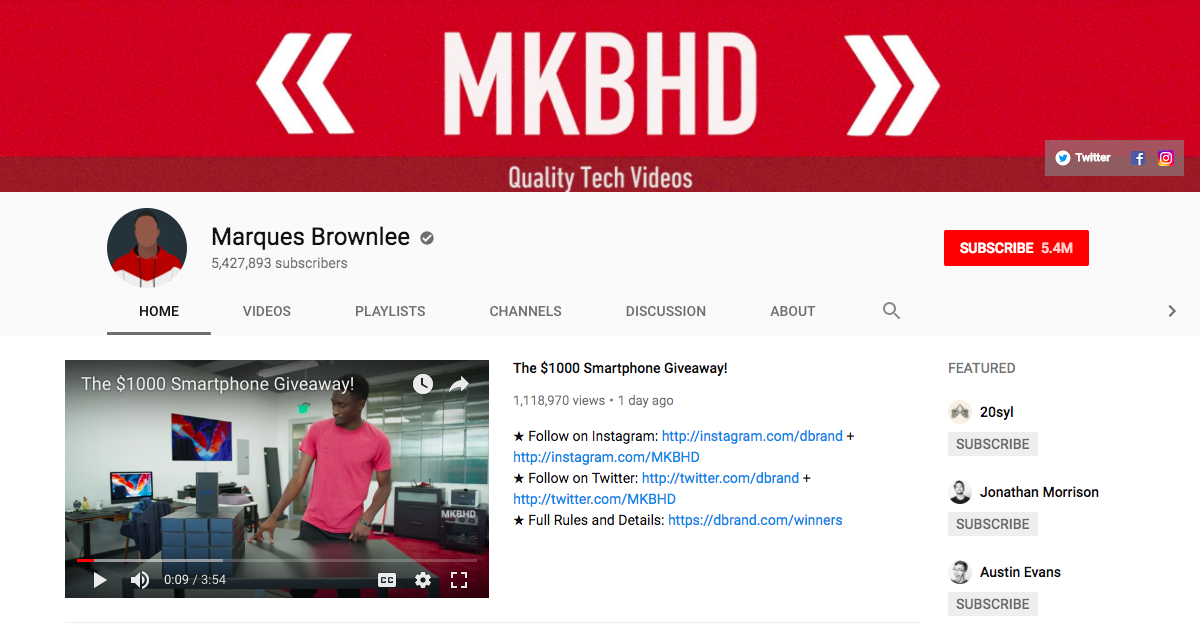 mkbhd Channel Homepage