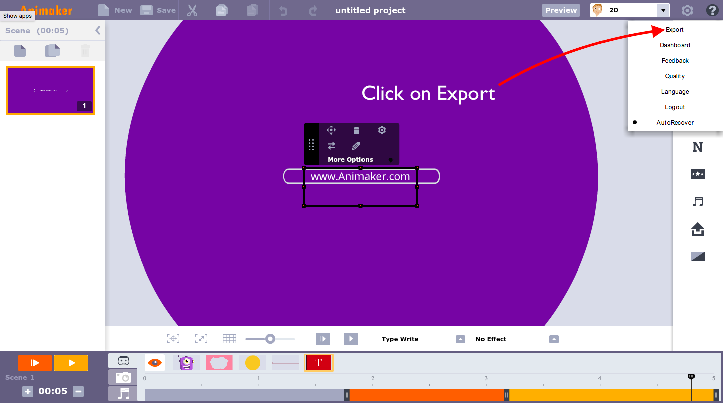Click on Export