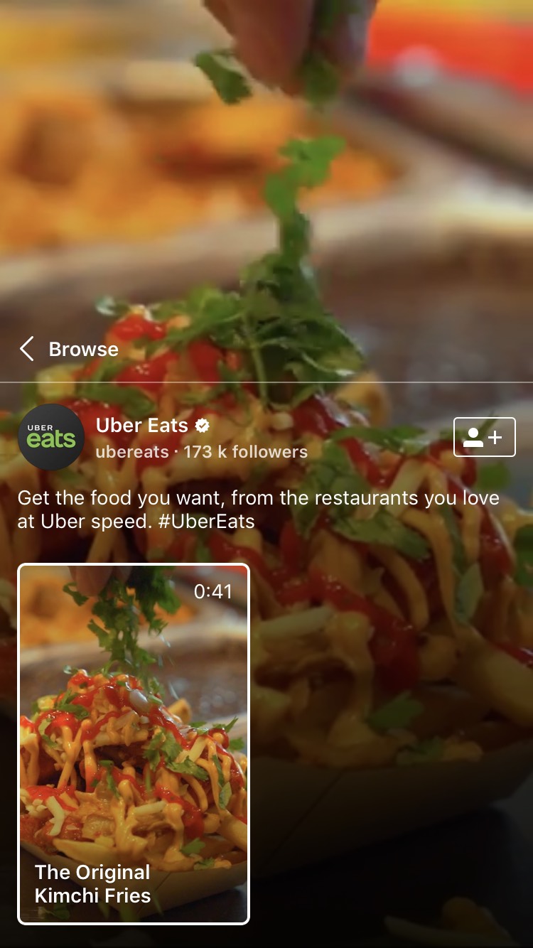 Uber Eats on IGTV