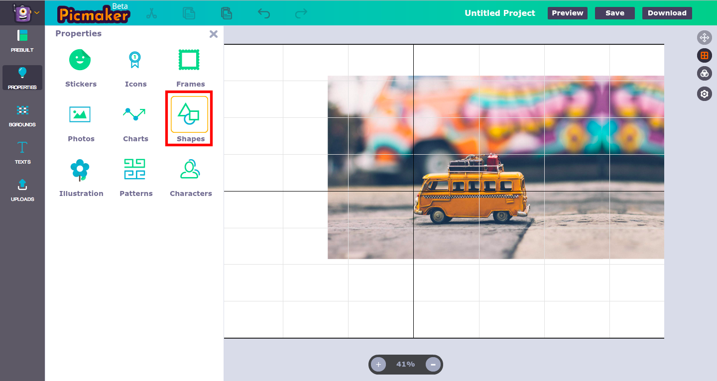 Add shapes in Picmaker