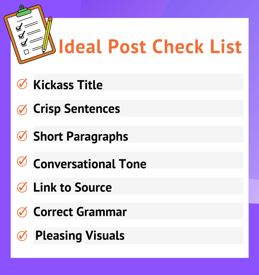 post check list