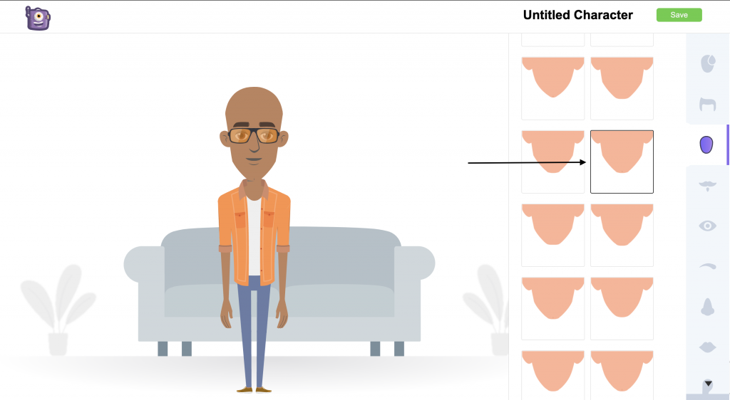 Selecting a faceshape for the character