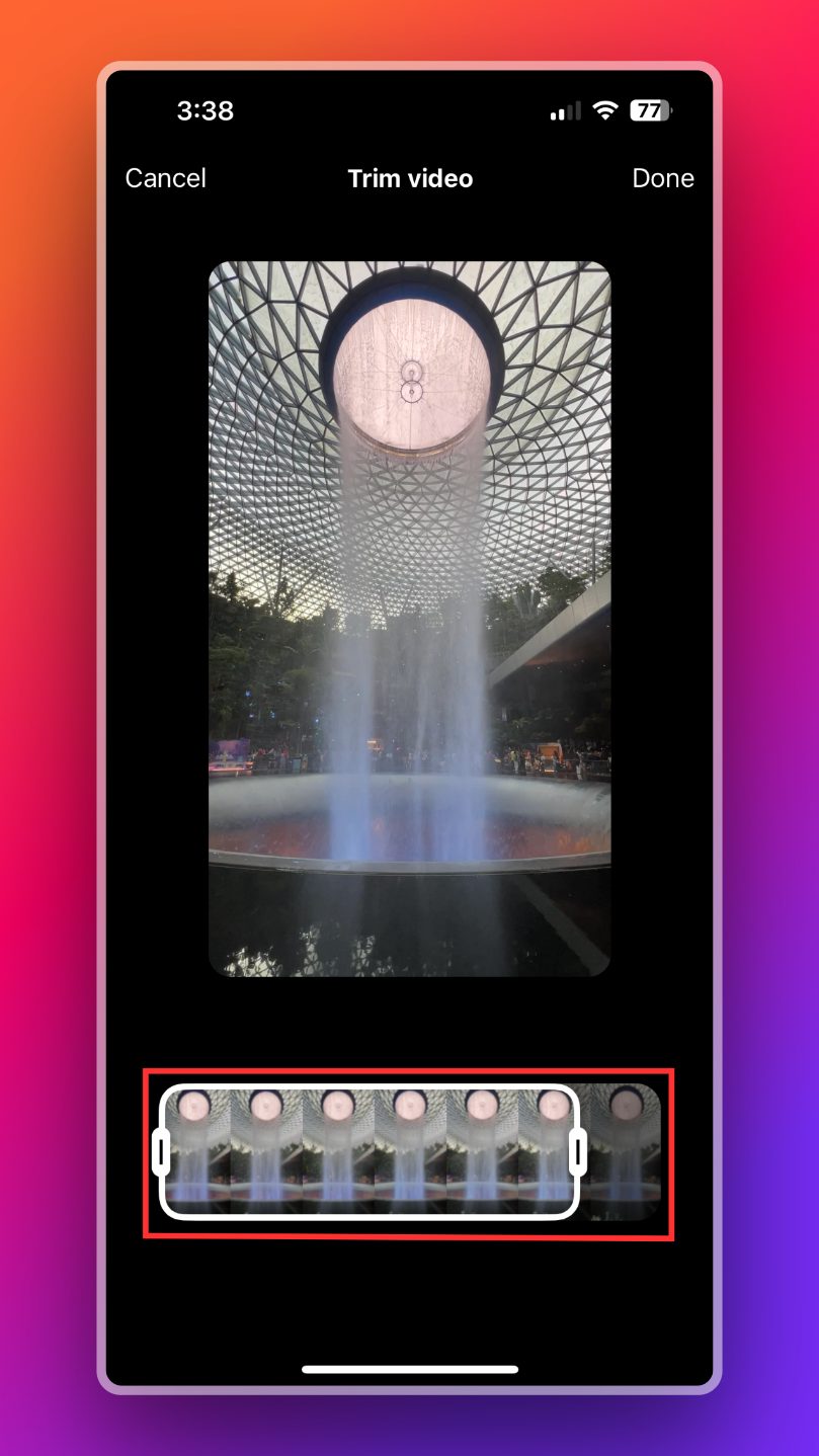 Instagram video trim feature