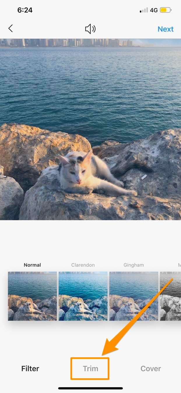 Instagram video trim tab