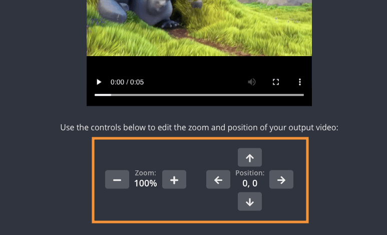 Resize video by scaling and repositioning