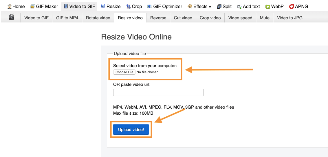 Select video from computer and upload it