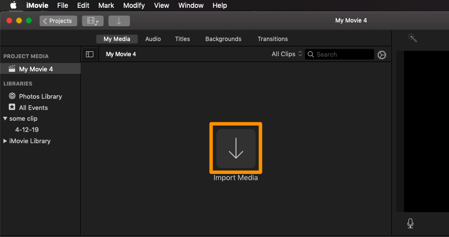 Click Import Media to import the MOV video