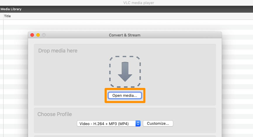 Click the Open Media button to import the MOV video file