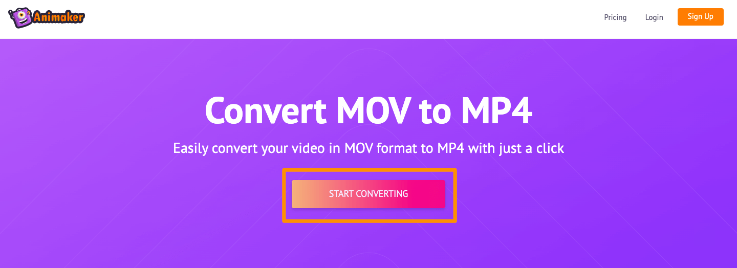 Open Animaker MOV to MP4 converter and click Start Converting