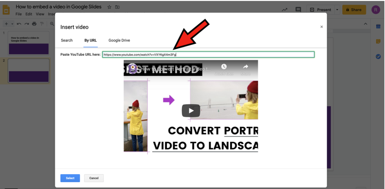 how to embed a youtube video in google slides