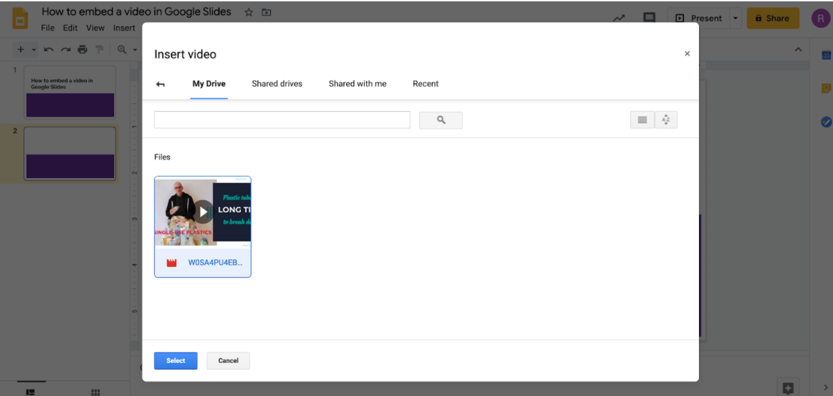 how to embed a video in google slides
