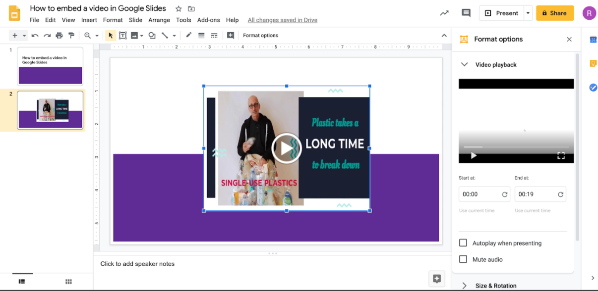 how to embed a video in google slides