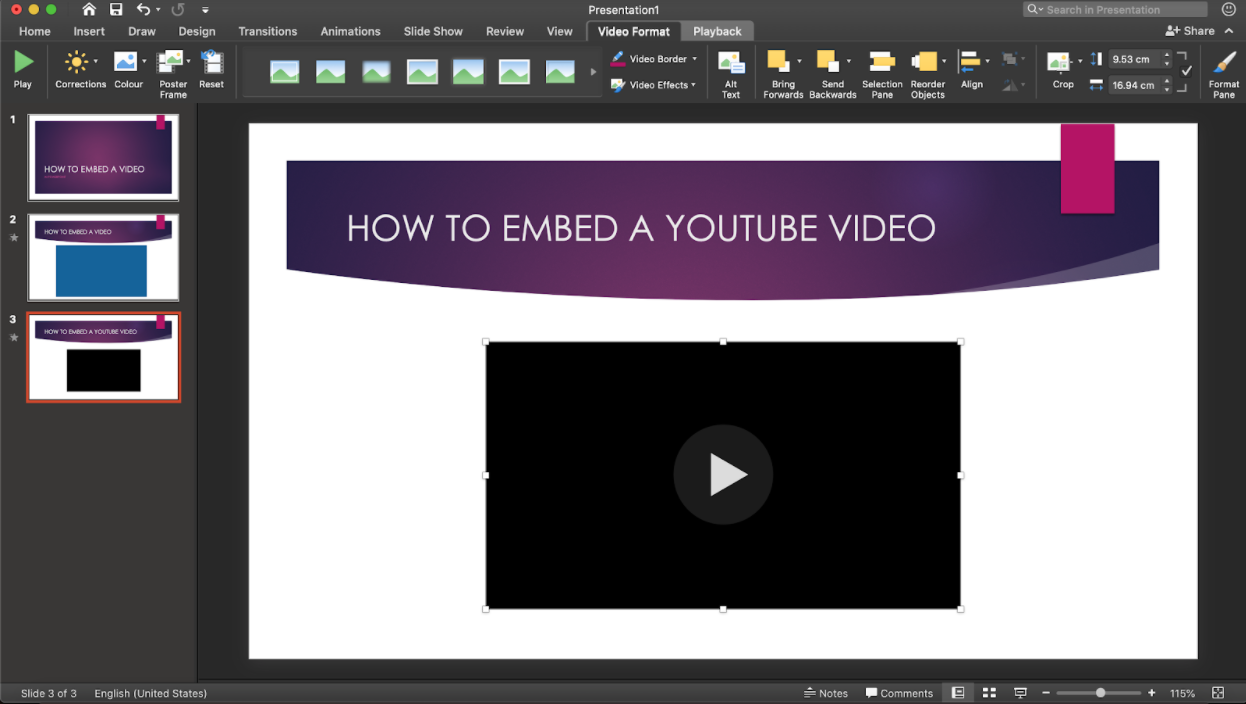 embed youtube video in PowerPoint