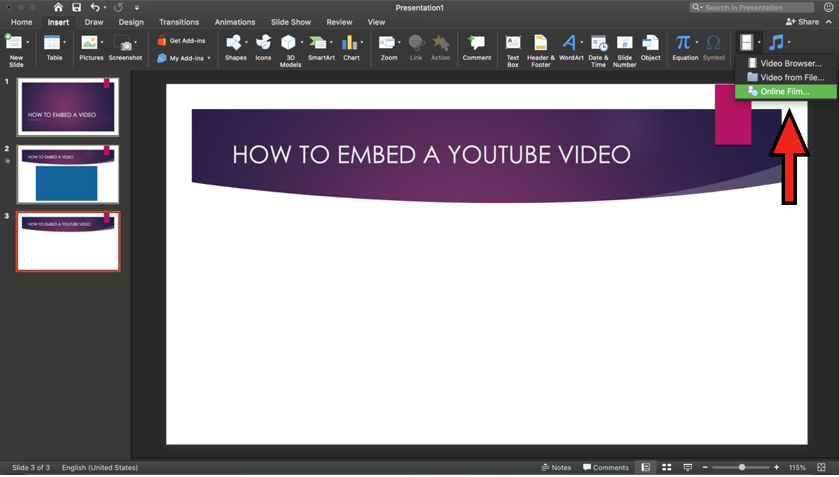 embed youtube video in PowerPoint