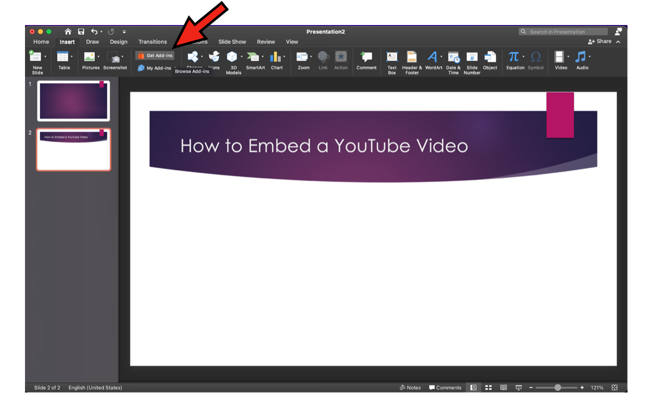 how to embed a youtube video in powerpoint mac