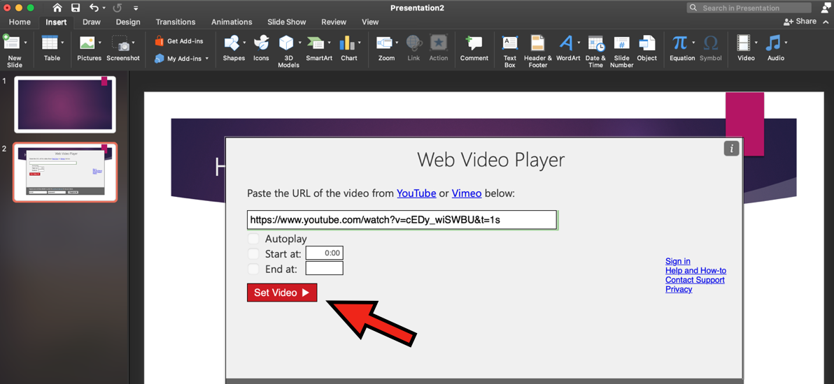 how to embed a youtube video in powerpoint mac 
