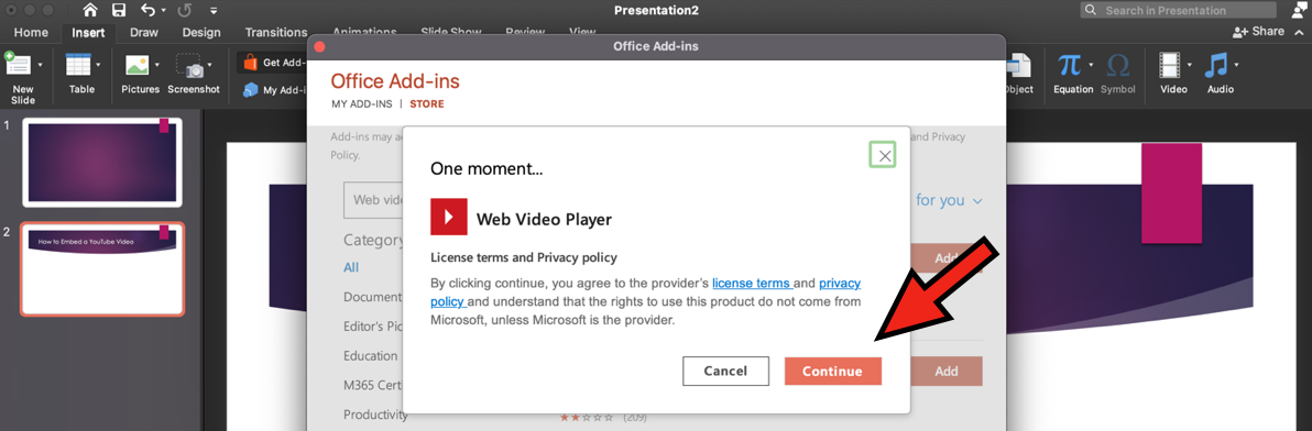 how to embed a youtube video in powerpoint mac 