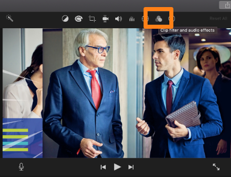 Click on the Clip filter and audio effects icon 1