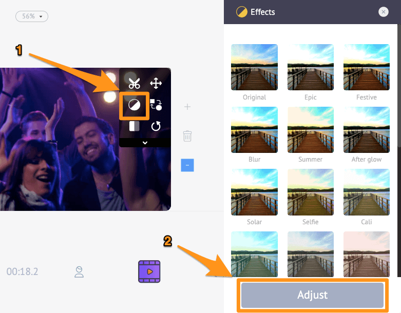 click on filters and adjust buttons