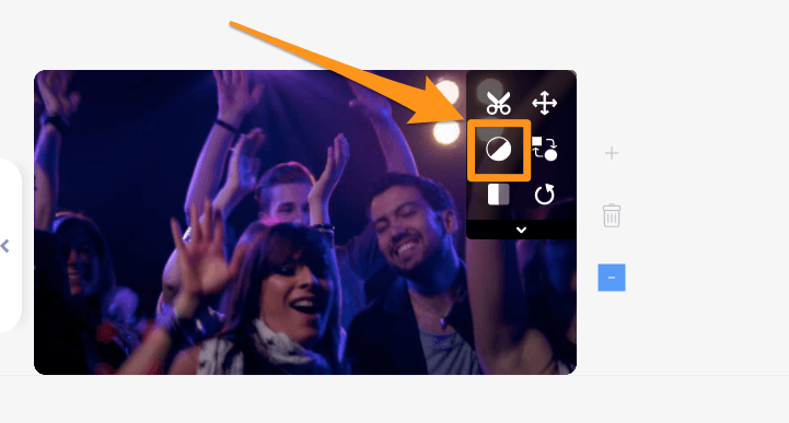 click on the filters button to add filters to cover video