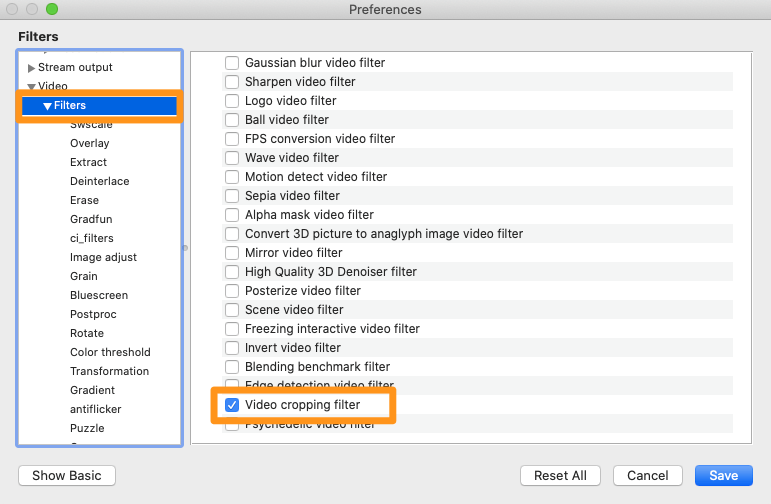 filters and video cropping filter on mac