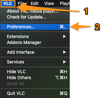 vlc and preferences on mac
