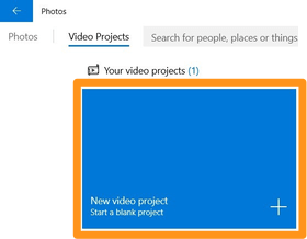 click new video project button