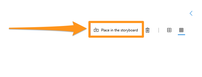 click place in the storyboard button