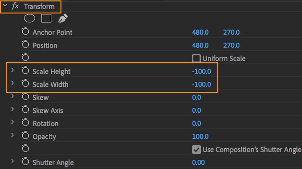 find scale height and scale width under transform