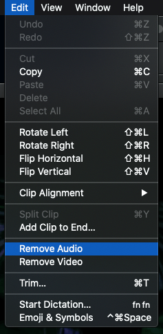 go to edit and remove audio