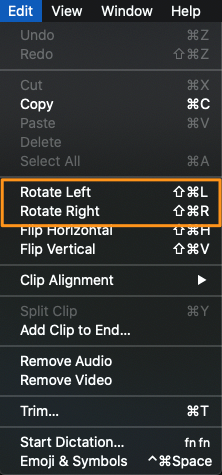 select rotate left or rotate right