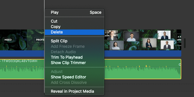 select video clip and delete