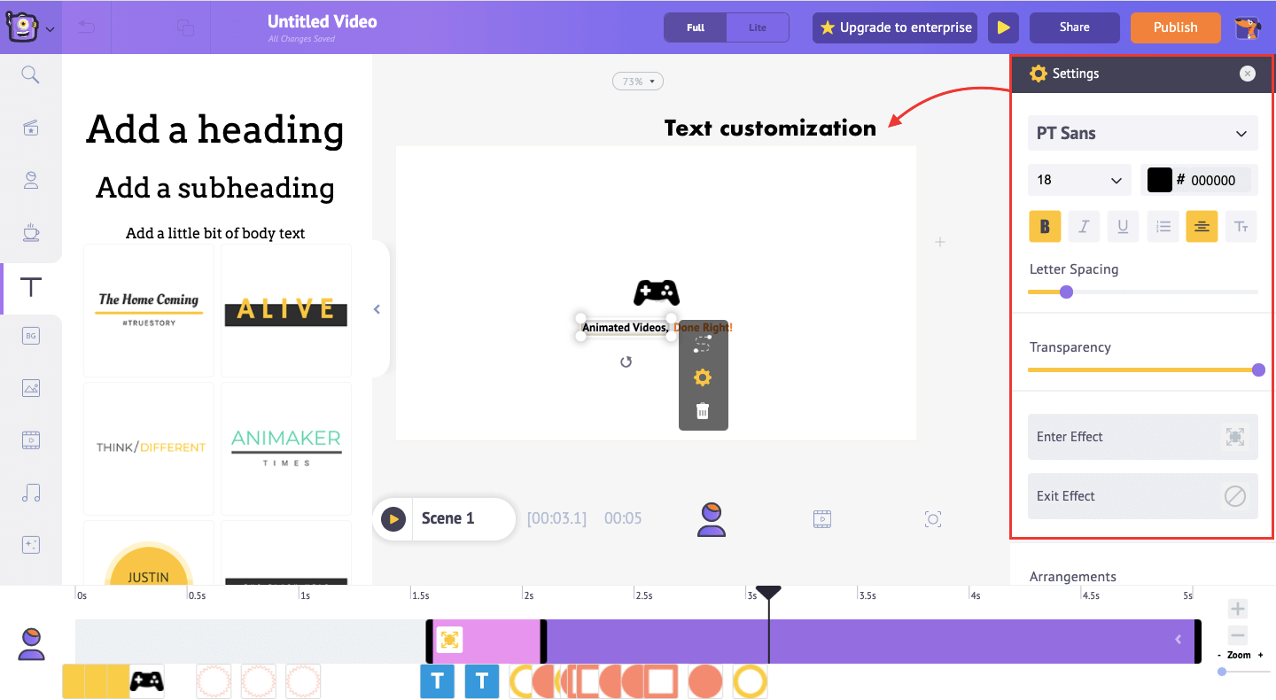 Text customization