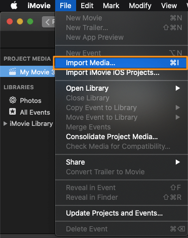 click file and select import media