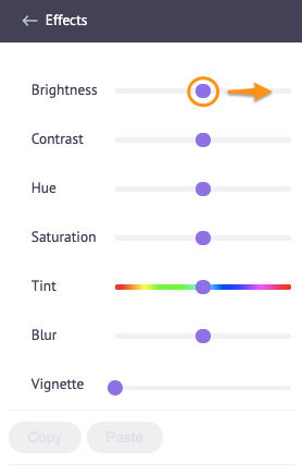 drag to right to brighten video