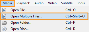 go to media and open multiple files