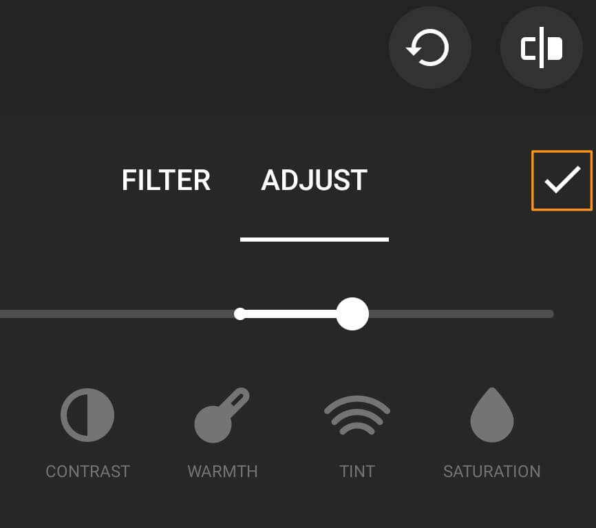 tap and drag lightness slider under adjust tab