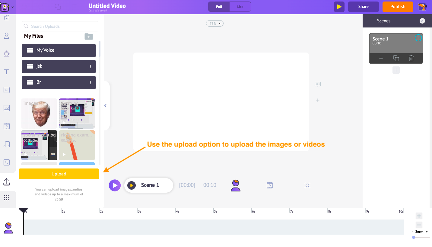 Upload option
