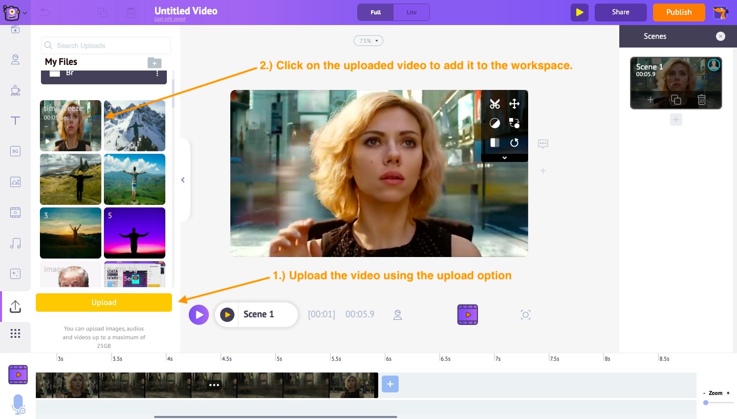 Upload the video