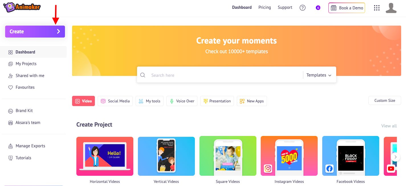 Moments page