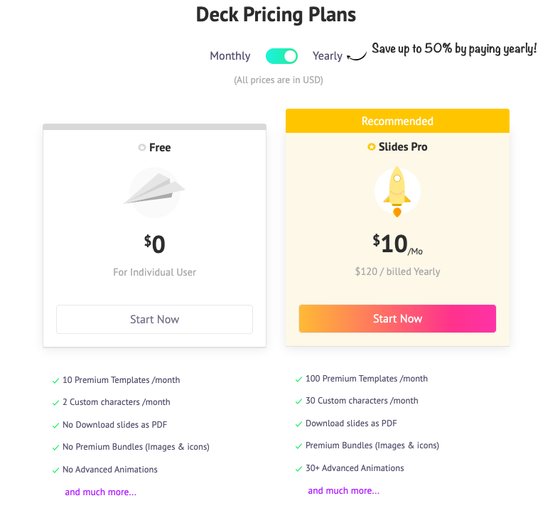 Deck Pricing Plans