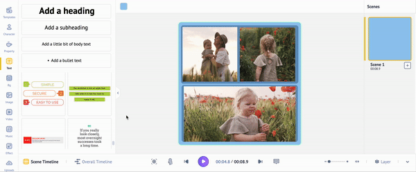 Add Text To Video Collage using Text Prebuild