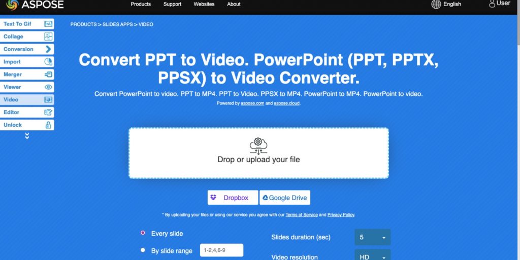 Aspose ppt to video converter