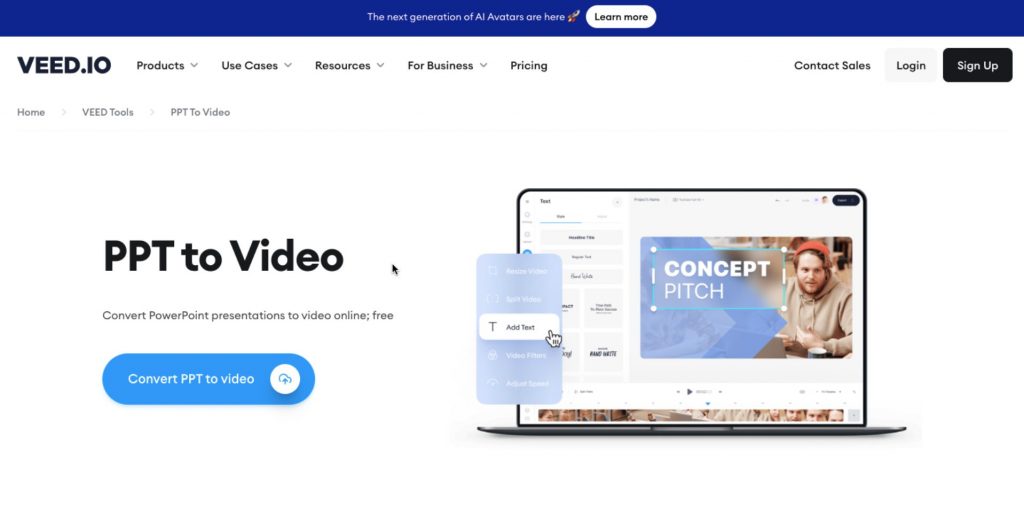 veed.io ppt to video converter