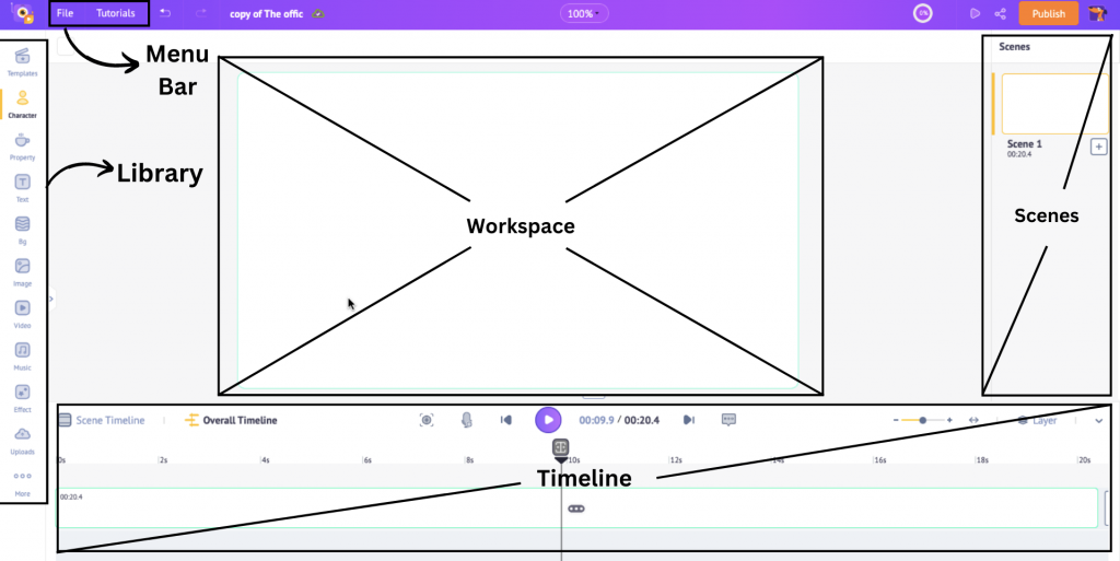 Animaker web app interface